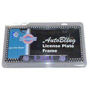 NCAA LSU Tigers Logo Crystal Bling Jeweled License Plate Frame Auto Car Truck